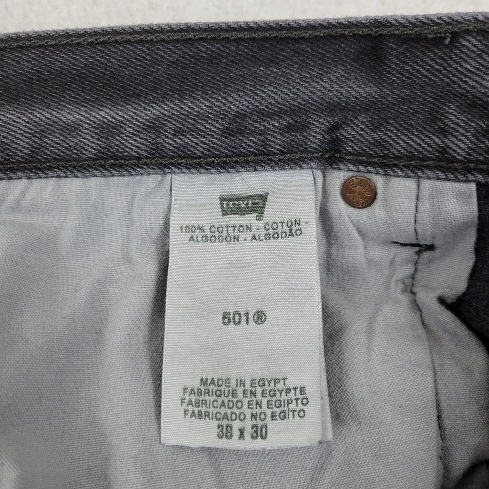 Levis 501XX Straight Leg‎ Jeans Mens 38 x 30 Black Cotton Denim Pants Faded